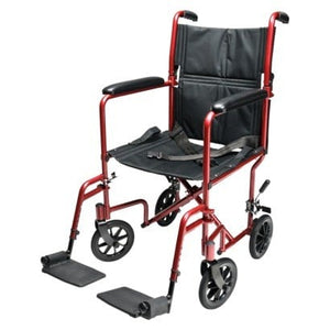 EJ781-1  Lightweight Aluminum Transport Chair, 17", Red