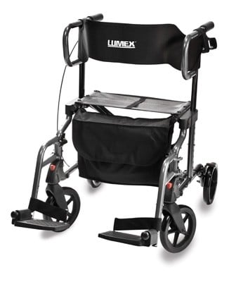 Lumex Hybrid LX Rollator Transport Chair - Titanium