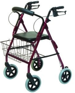 Lumex Walkabout Four-Wheel Contour Deluxe Rollator - Burgundy
