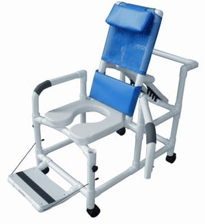 Lumex 20in PVC Reclining Shower Commode Chair with Drop Down Arms and Safety Belt