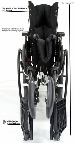 Karman KM-5000F Ultralight Manual Aluminum Reclining Wheelchair 36 lbs
