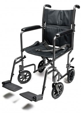 EJ784-1 Lightweight Aluminum Transport Chair, 19", Silver
