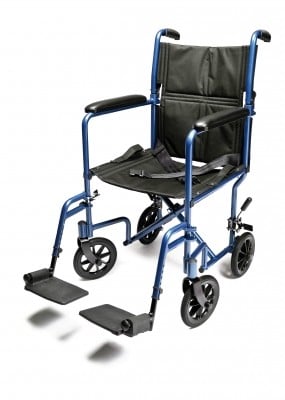 EJ787-1  Lightweight Aluminum Transport Chair, 17", Blue