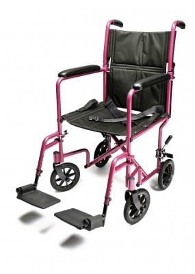 EJ790-1  Lightweight Aluminum Transport Chair, 17", Pink
