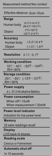 Non Contact IR Infrared Digital Thermometer Body Temperature Thermometer