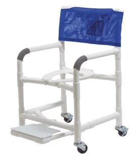 Lumex 22in PVC Shower Commode Chair with Sliding Footrest
