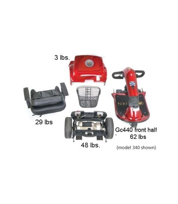 Golden Companion 350lb Capacity - 4 Wheel Scooter - Red