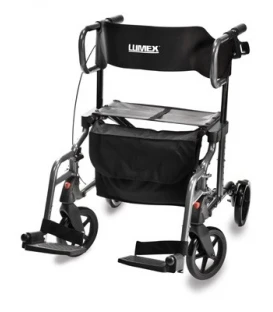 Lumex Hybrid LX Rollator Transport Chair - Titanium 