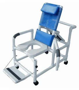 Lumex 20in PVC Reclining Shower Commode Chair with Drop Down Arms and Safety Belt