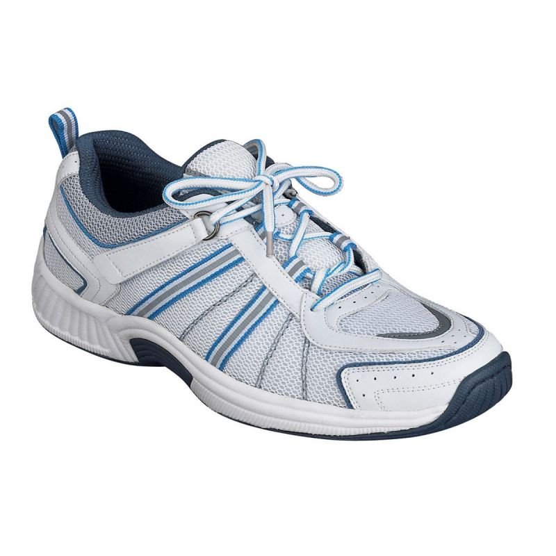 OrthoFeet Women's Tahoe Diabetic Shoes - Blue/White - American Quality ...