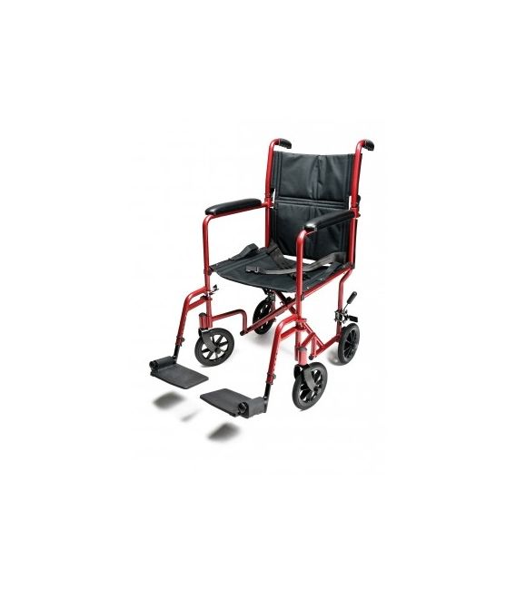 EJ782-1 Lightweight Aluminum Transport Chair, 19", Red