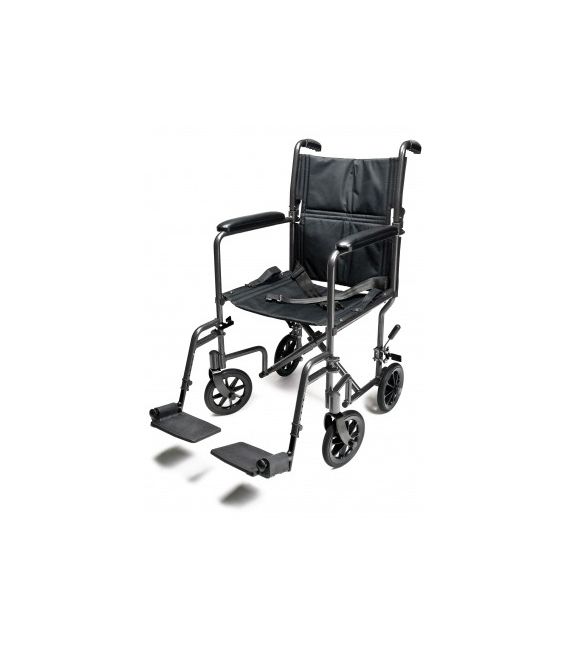 EJ784-1 Lightweight Aluminum Transport Chair, 19", Silver