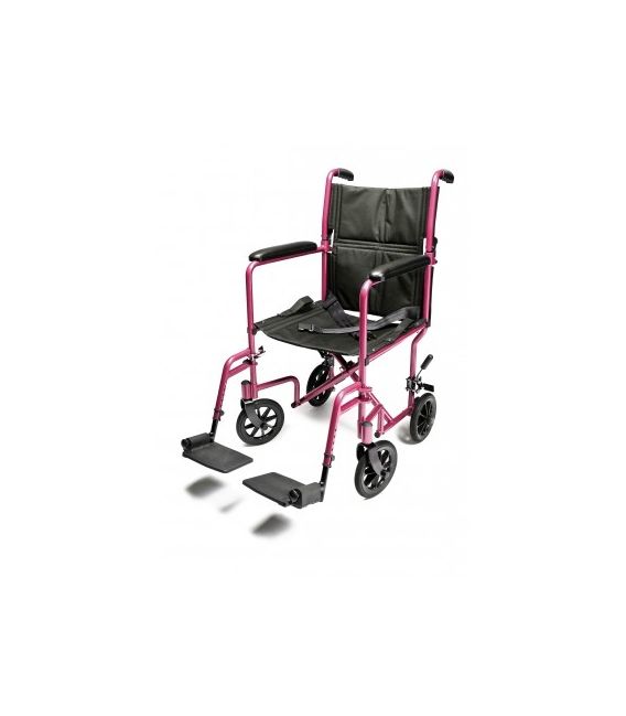 EJ790-1  Lightweight Aluminum Transport Chair, 17", Pink
