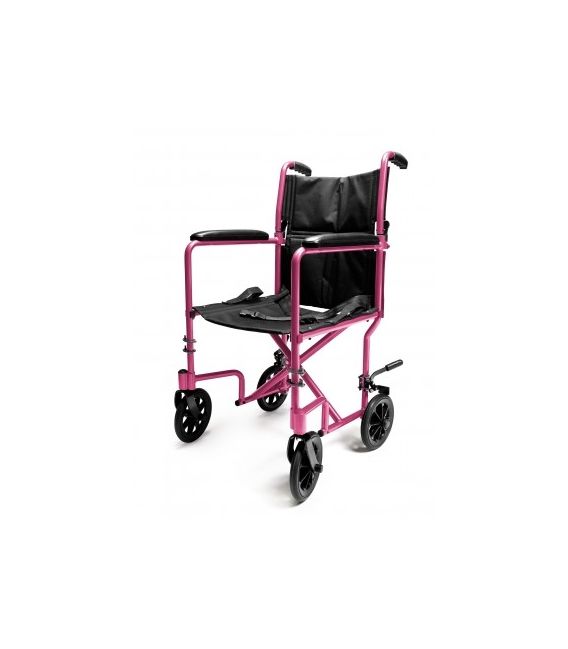 EJ791-1  Lightweight Aluminum Transport Chair, 19", Pink