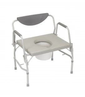 Deluxe Bariatric Drop Arm Bedside Commode Chair-1000lb Wt