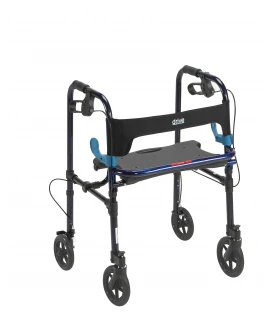 Drive Clever Lite 4 Wheel Adult Rollator w/8" Casters in Flame Blue