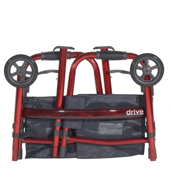 Deluxe Folding Travel Walker with 5" Wheels and Fold up Legs