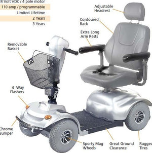 Golden Avenger 500lb Capacity  - 4 Wheel Scooter - Red