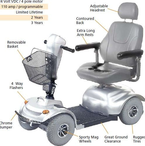 Golden Avenger 500lb Capacity  - 4 Wheel Scooter - Red