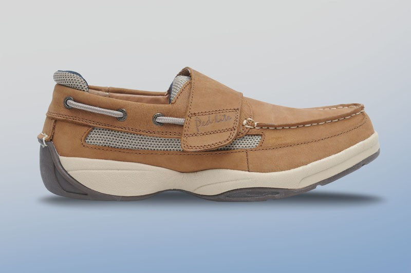 Ped-Lite Men's Oliver Diabetic Shoes with Velcro - Tan