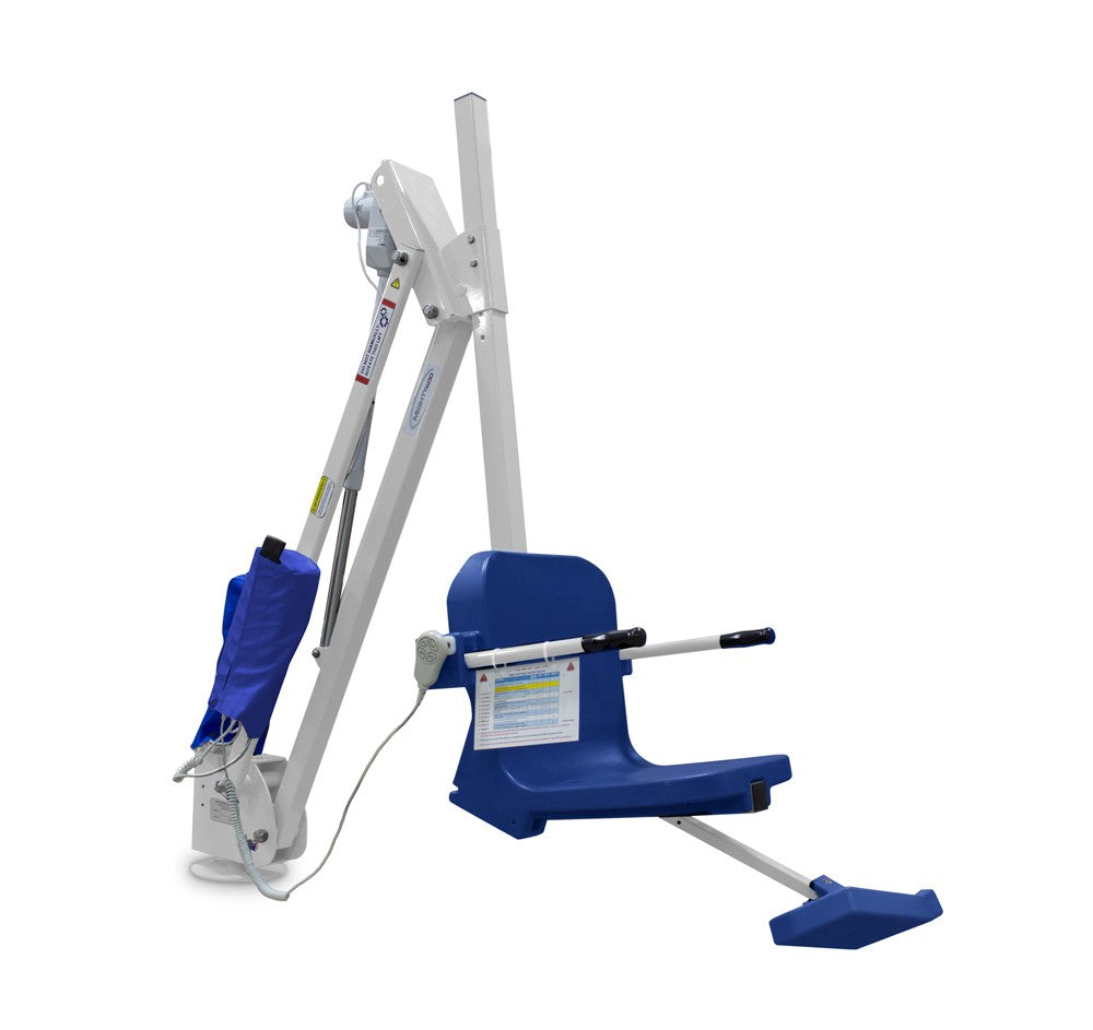 White Powder Coat/ Blue Seat