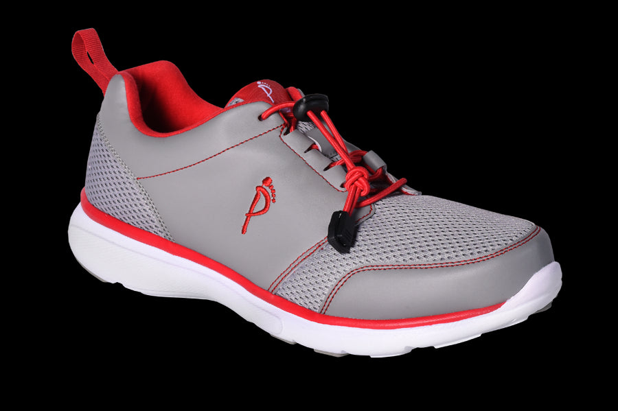Ped-Lite Men's Jack Diabetic Shoes w/ Laces -Grey/Red