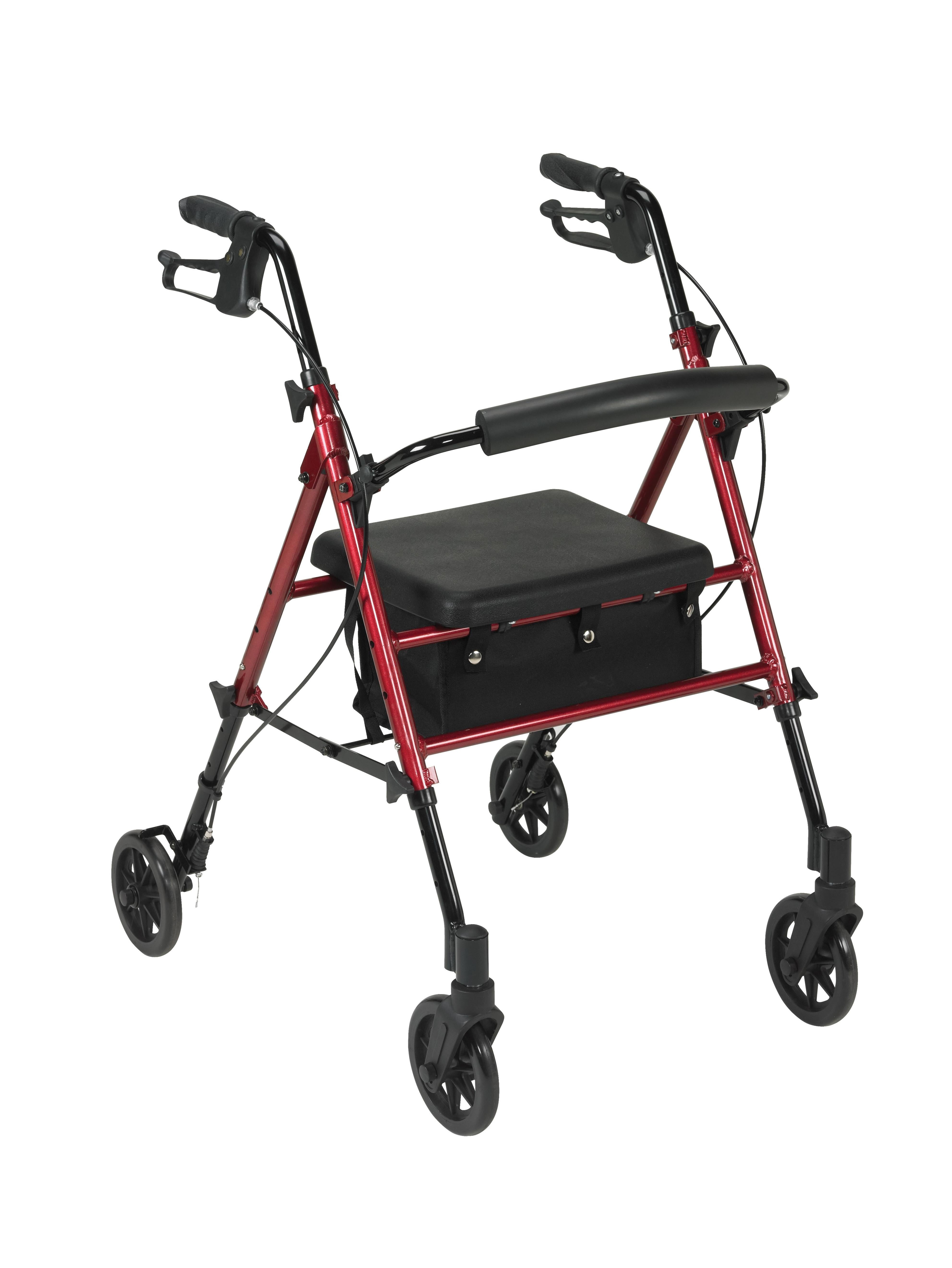 Drive 4 Wheel Adjustable Height Rollator with 6" Wheels