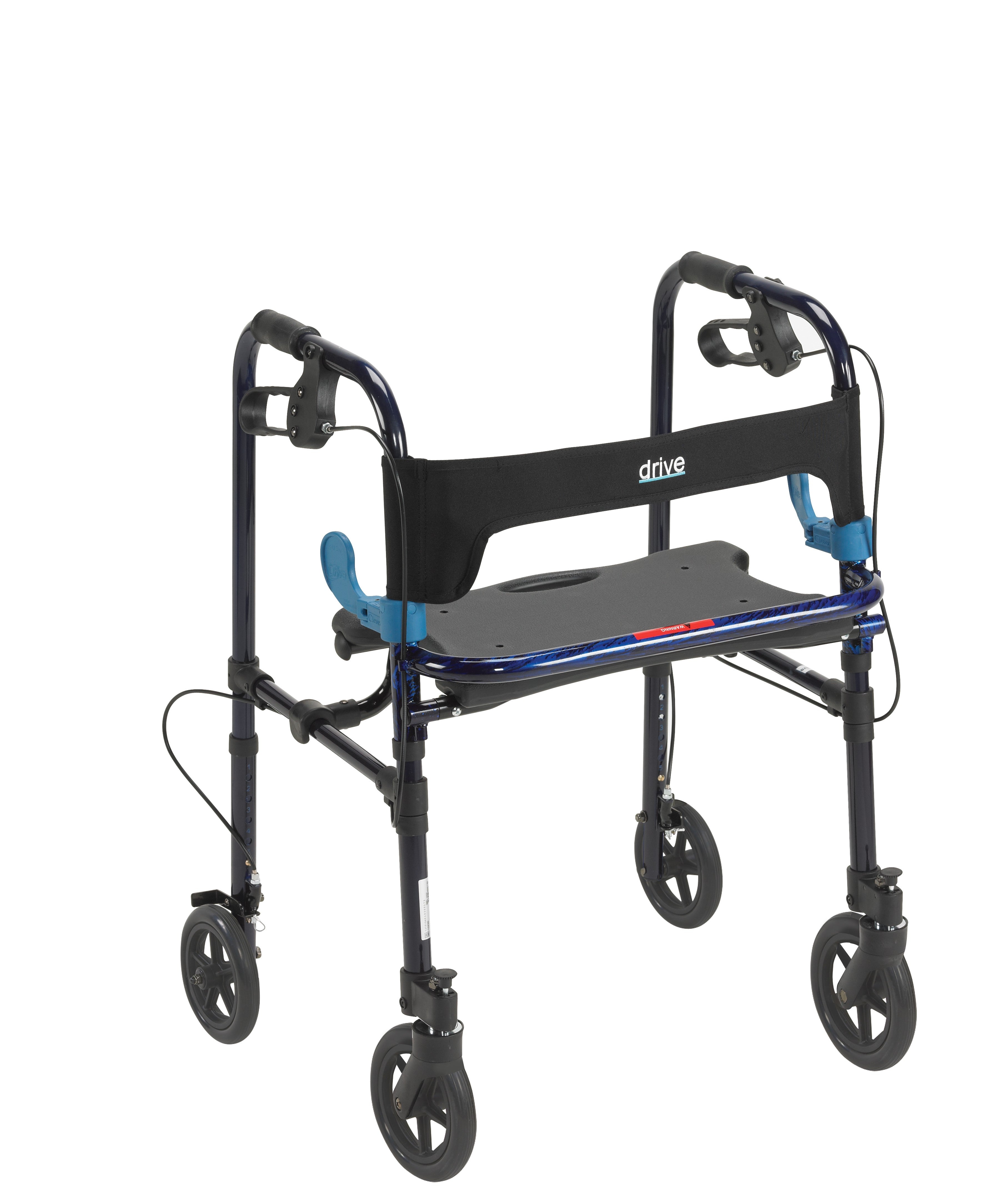 Drive Clever Lite 4 Wheel Adult Rollator w/8" Casters in Flame Blue