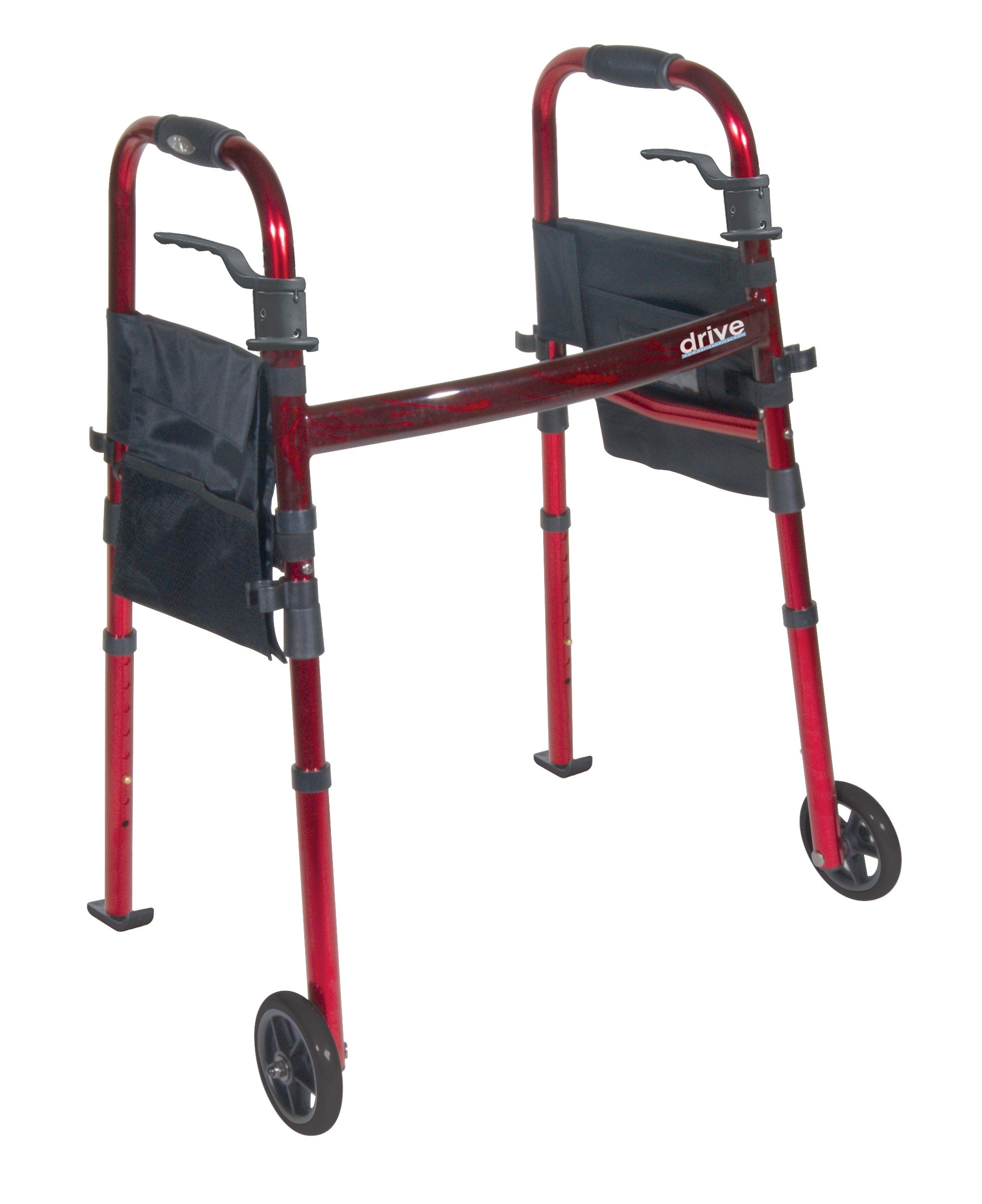 Deluxe Folding Travel Walker with 5" Wheels and Fold up Legs